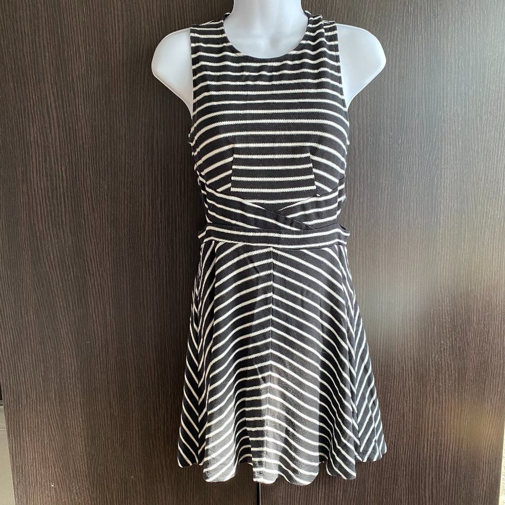 Black Striped Cutout Dress
